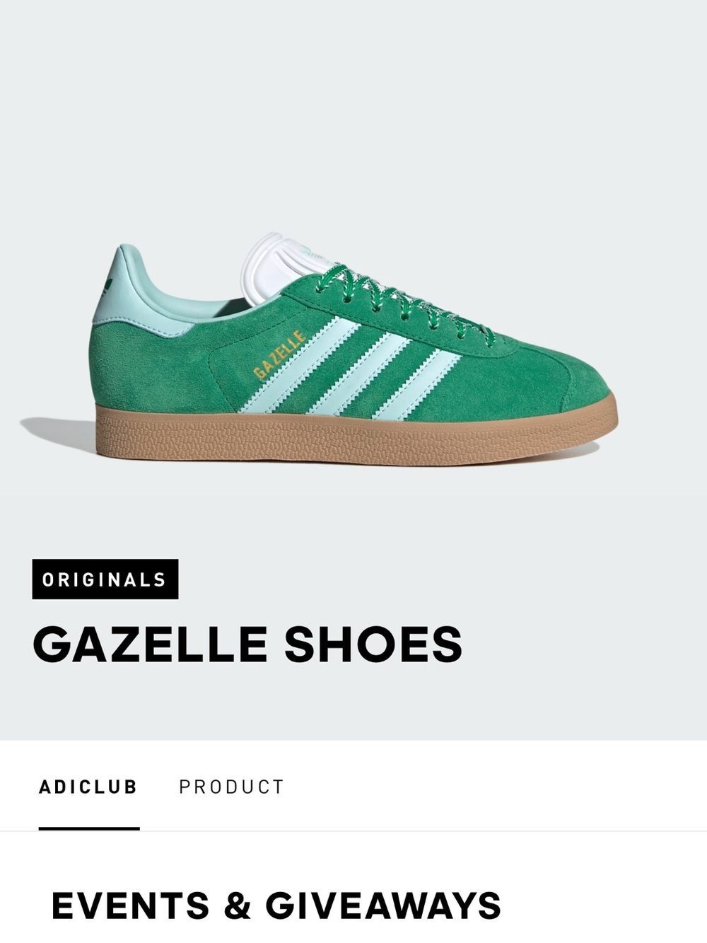 adidas Gazelle Green with White Stripes and Gum Sole